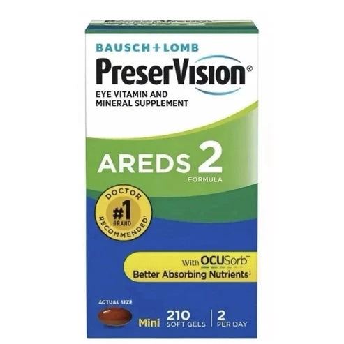 Bausch + Lomb PreserVision AREDS 2 Eye Vitamin & Mineral Supplement | Clinically Proven Eye Health Formula | Lutein, Zeaxanthin, Zinc, Vitamin C, E & Copper for Macular Degeneration Support (210 Softgels)