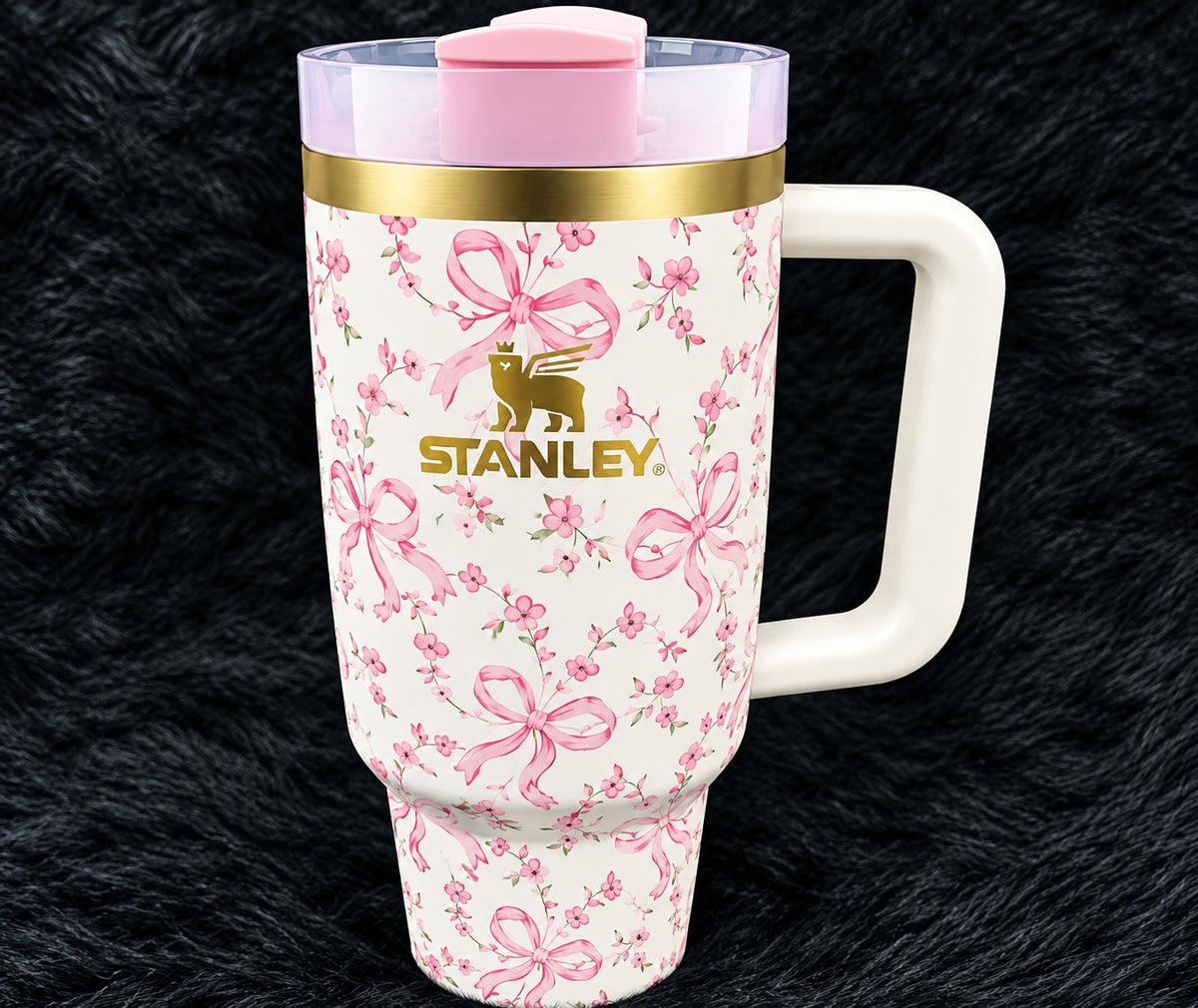 Stanley The Quencher H2.0 FlowState Tumbler - Pink Ribbon Floral Edition 40 oz