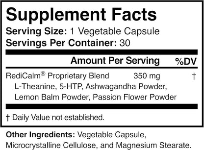 RediCalm | Natural Stress & Anxiety Relief Supplement – Non-GMO, Vegan, Gluten-Free – 60 Capsules