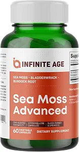 INFINITE AGE 1250mg Sea Moss Advanced Superfood Capsules - High-Potency Vegan Supplement - 60 Count