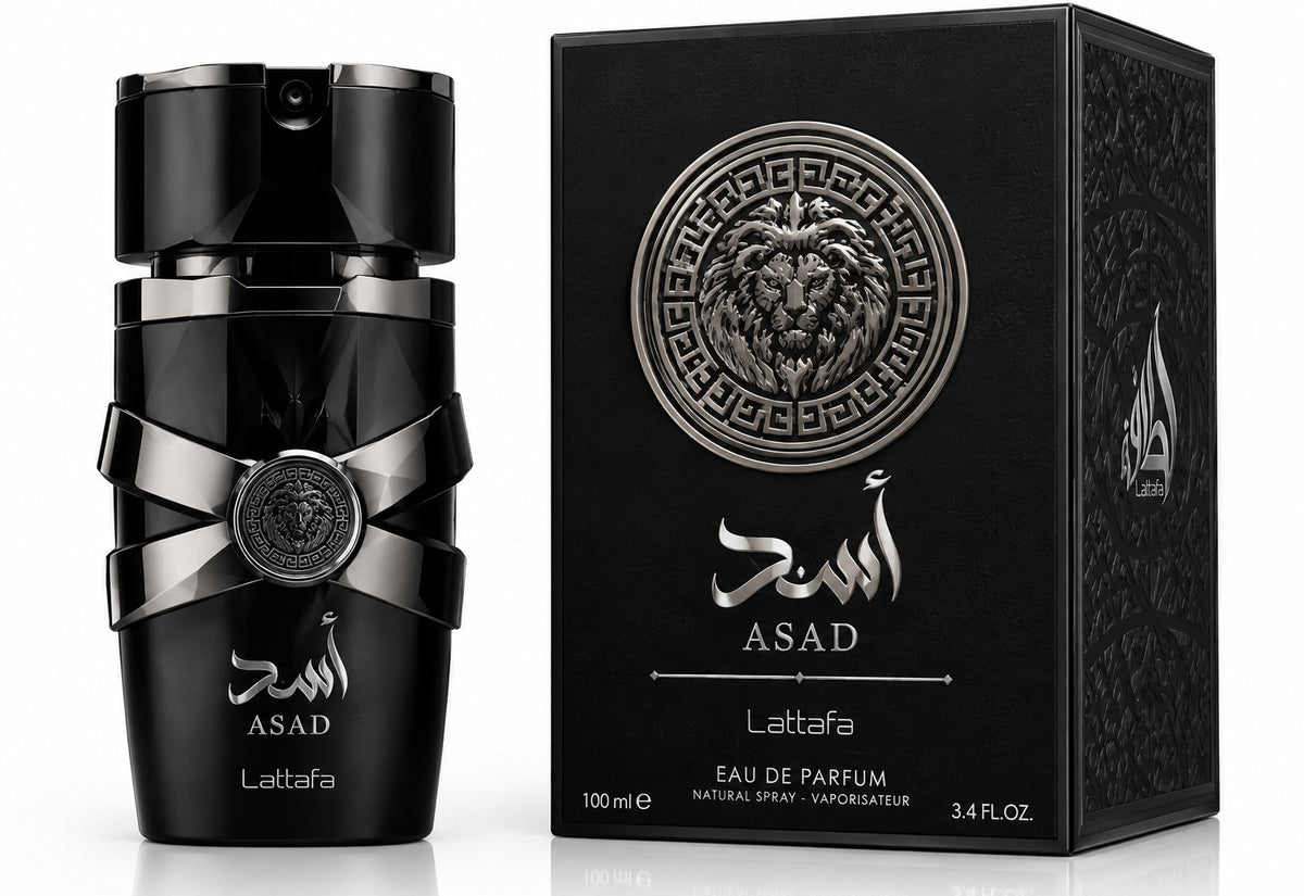 Lattafa Asad Pure Black Eau De Parfum – 100ml (3.4 fl. oz.) Long-Lasting Intense Amber & Woody Fragrance For Men