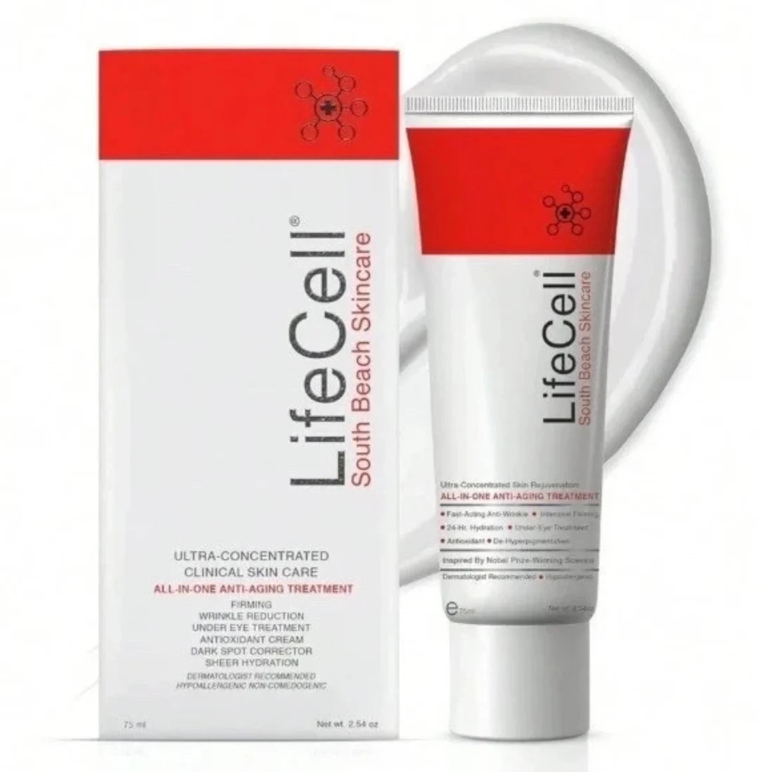 LifeCell All-in-One Anti-Aging Face Cream - Reduces Wrinkles, Fine Lines & Dark Circles - 2.54 oz / 75 ml - Brand New