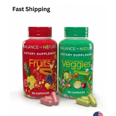 2 Pack – Fruits and Vegetables Whole Food Superfood Supplement – 90 Fruit & 90 Veggie Capsules (Total 180 Capsules)