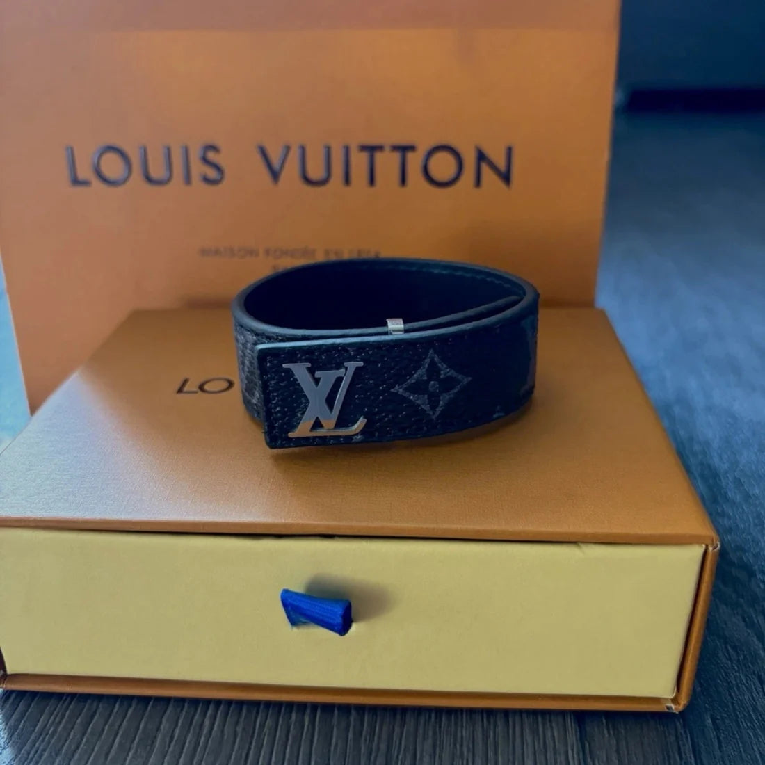 Authentic Men's Louis Vuitton LV Slim Bracelet - Adjustable Size