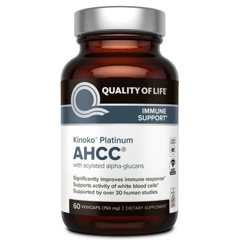 Quality of Life Kinoko Platinum AHCC 750 mg – High-Potency Immune Support Supplement – 60 Capsules