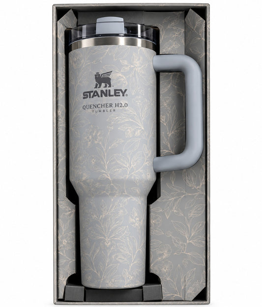 Stanley The Quencher H2.0 FlowState Tumbler - Grey Floral Gift Box Edition 40 oz