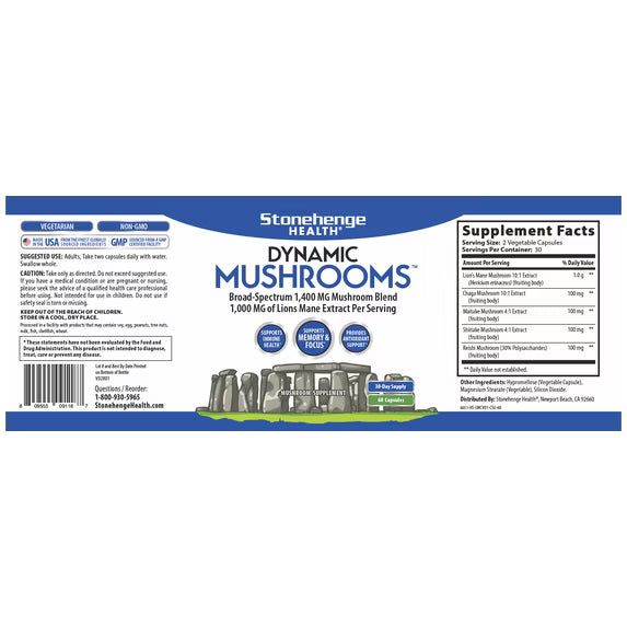 Stonehenge Health Dynamic Mushroom Complex - 60 Veggie Capsules