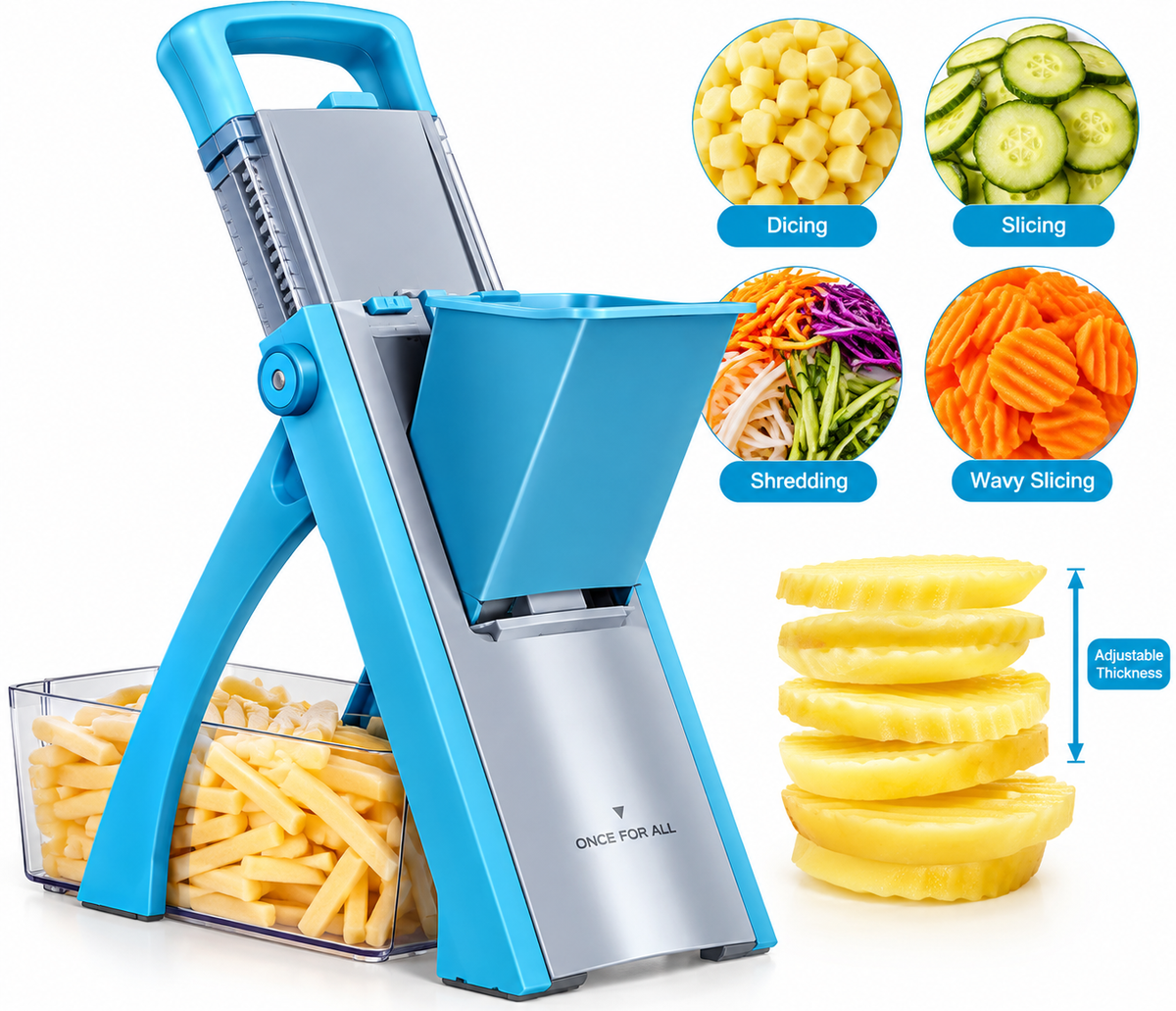 Multifunctional Vegetable Slicer & Chopper – Adjustable Mandoline Cutter