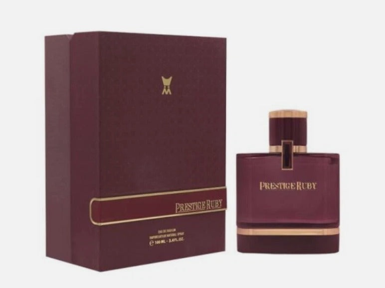 Prestige Ruby Eau De Parfum – 100ml (3.4 fl. oz.) Long-Lasting Luxurious Oriental Floral & Amber Fragrance