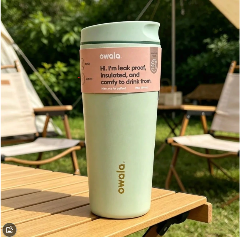 Owala 32oz Insulated Coffee Tumbler - Earthy Sage Green Minimalist Travel Mug with Slide Lid