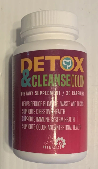 HIBODY Detox & Cleanse Colon Dietary Supplement - 30 Capsules