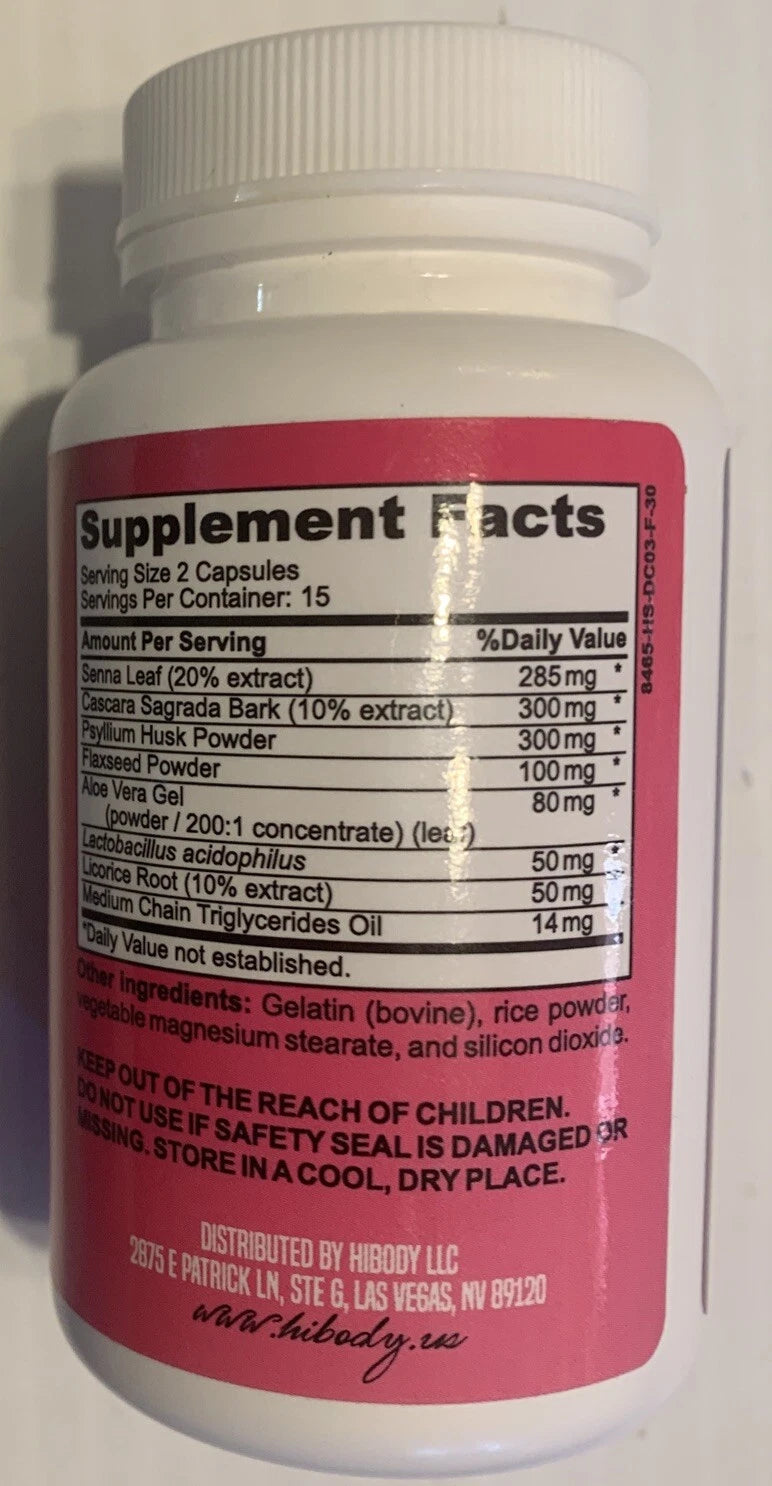 HIBODY Detox & Cleanse Colon Dietary Supplement - 30 Capsules